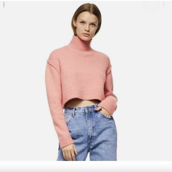 NWT ZARA Women's Cropped Turtleneck Pullover - Picture 1 of 10